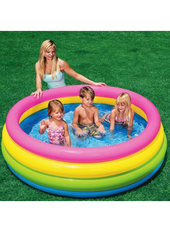 INTEX 3-Ring Inflatable Backyard Foldable Portable Stylish Circular Swimming Pool 168x46x4.2cm - Image 3