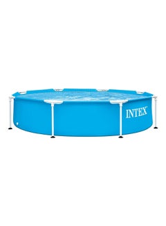 INTEX Inflatable Portable Lightweight Metal Frame Round Shape Swimming Pool For Backyard 244x51cm  - Image 1