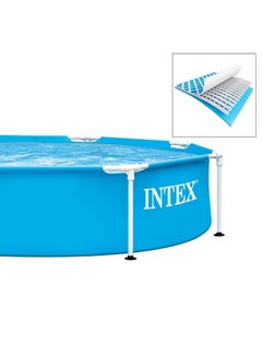 INTEX Inflatable Portable Lightweight Metal Frame Round Shape Swimming Pool For Backyard 244x51cm  - Image 3