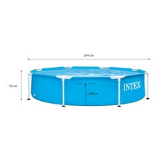 INTEX Inflatable Portable Lightweight Metal Frame Round Shape Swimming Pool For Backyard 244x51cm  - Image 2