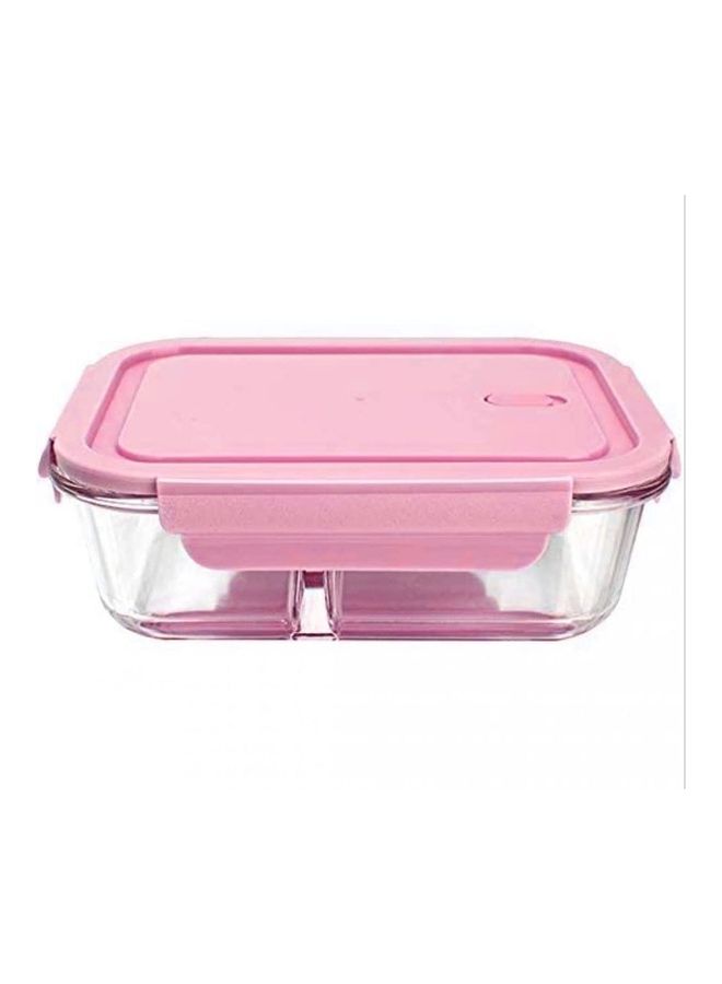 2-Compartment Glass Lunch Box Container Pink