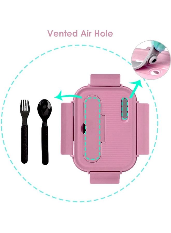 2-Compartment Glass Lunch Box Container Pink