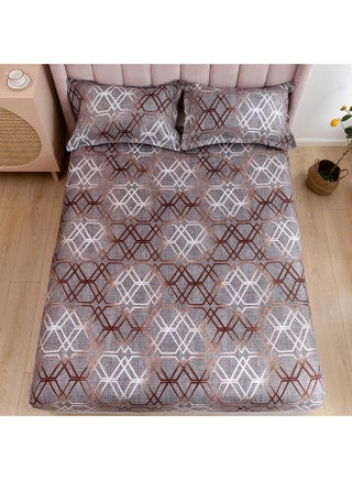 3-Piece Double Size Printed Flat Sheet Set Microfiber Multicolour 210x230cm - v1635142935/N51550103A_1