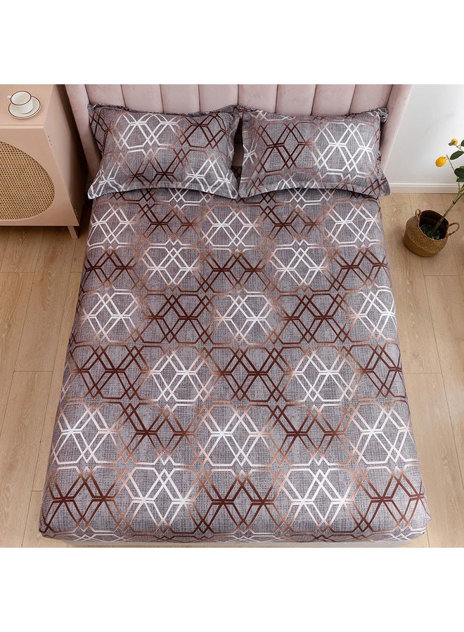 RISHAHOME 3-Piece Double Size Printed Flat Sheet Set Microfiber Multicolour 210x230cm  - Image 1