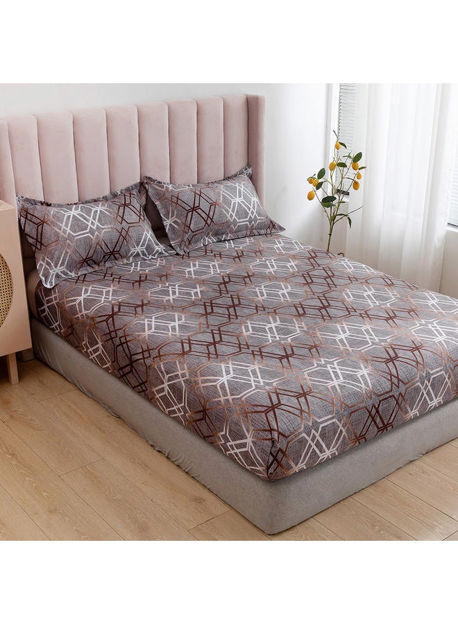 RISHAHOME 3-Piece Double Size Printed Flat Sheet Set Microfiber Multicolour 210x230cm  - Image 3