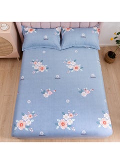 3-Piece Laconic King Size Printed Fitted Sheet Set Microfiber Multicolour 200x200+30cm