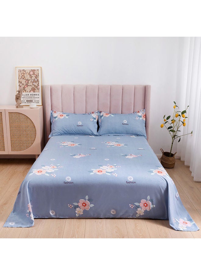 RISHAHOME - 3-Piece Laconic King Size Printed Fitted Sheet Set Microfiber Multicolour 200x200+30cm - Image 1