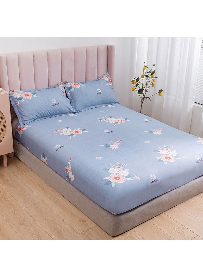 RISHAHOME 3-Piece Laconic King Size Printed Fitted Sheet Set Microfiber Multicolour 230x260cm - Image 3