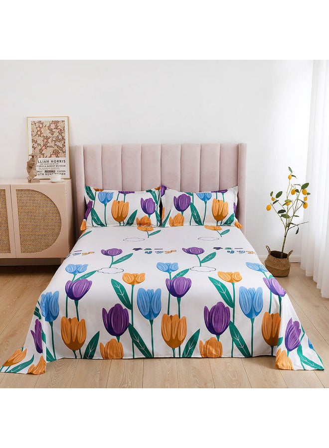 ريشا هوم طقم شرشف سرير بحواف مطاطية مطبوع مقاس كينج من 3 قطع مايكروفايبر متعدد الألوان 200x200+30سم - Image 2