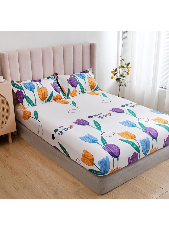 RISHAHOME 3-Piece Moxie King Size Printed Fitted Sheet Set Microfiber Multicolour 230x260cm  - Image 3