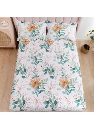 3-Piece Premium Collection Qapla King Size Printed Bedsheet And Pillow Case Set Includes 1xKing Size Fitted Bedsheet 200x200x30cm, 2xPillow Cases Microfiber Multicolour 50x75cm - v1635142945/N51550126A_1