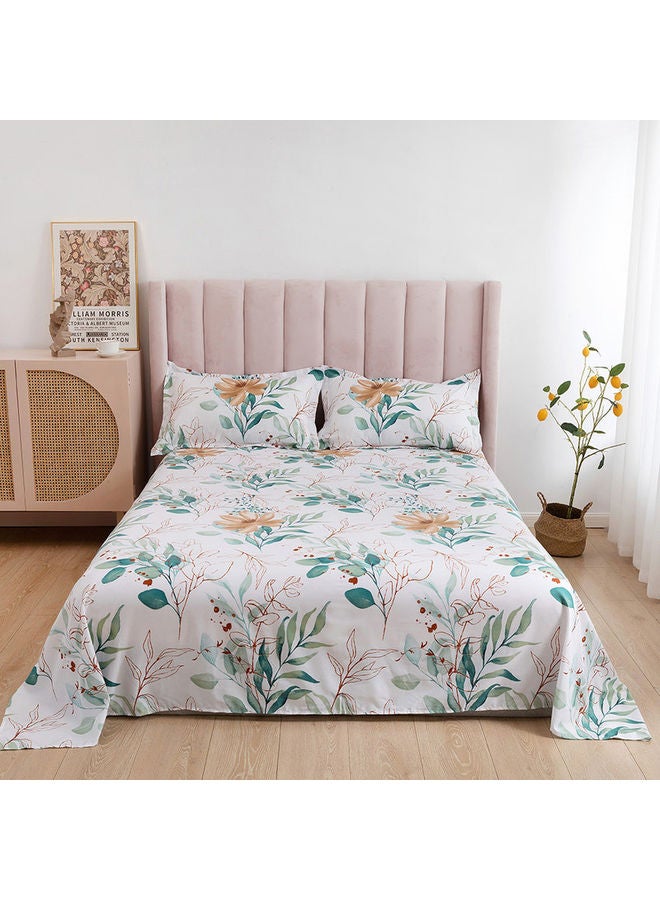 RISHAHOME 3-Piece Premium Collection Qapla King Size Printed Bedsheet And Pillow Case Set Includes 1xKing Size Fitted Bedsheet 200x200x30cm, 2xPillow Cases Microfiber Multicolour 50x75cm  - Image 2