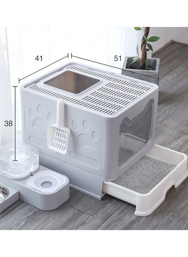 Generic - Two-Way Foldable Drawer Type Cat Litter Box Grey 51x41x38cm - Image 1