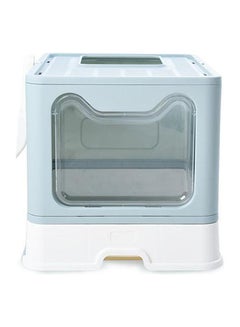 Two-Way Foldable Drawer Type Cat Litter Box Blue 51x41x38cm