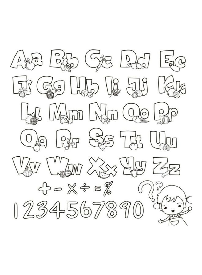 رونج إف إيه بساط تلوين قابل للغسل بتصميم الحروف الأبجدية الإنجليزية مع 12 قلم ماركر 80x80سم - Image 2