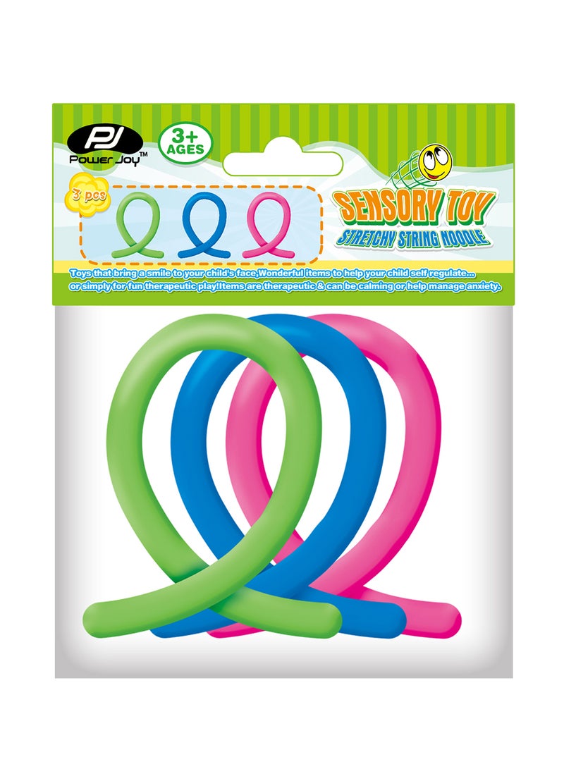 Power Joy Sensory Toy Stretchy Noodle 3 Pieces Assorted - Image 1