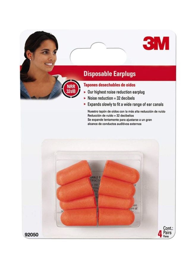 3M 4-Pairs Disposable Ear Plug Orange - Image 3