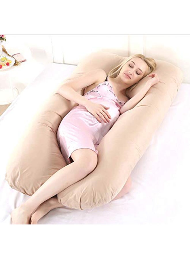 Mother Comfort U Shaped Comfortable Maternity Pillow Made With Microfiber - Beige Microfiber Beige 70x25x120cm  - Image 3