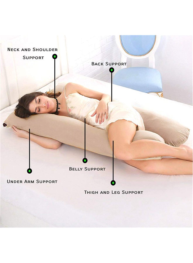 Mother Comfort U Shaped Comfortable Maternity Pillow Made With Microfiber - Beige Microfiber Beige 70x25x120cm  - Image 5