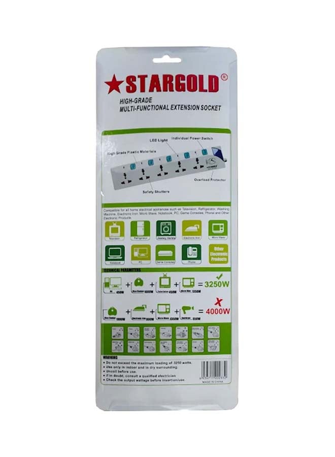 Stargold 5 Way Universal Power Extension Socket White 5meter  - Image 3