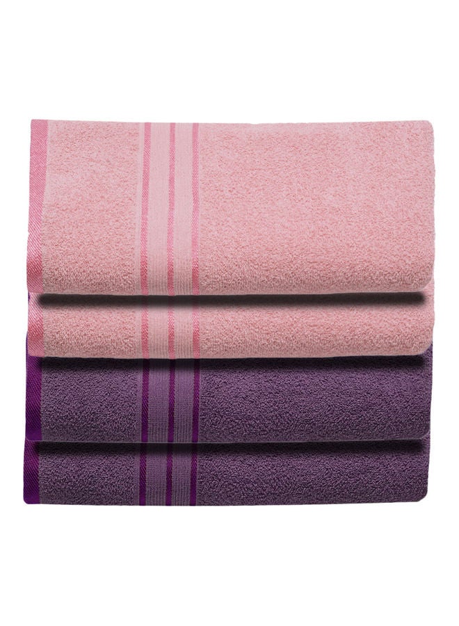 طقم مناشف استحمام من 4 قطع وردي/أرجواني 70x140سم - Image 1