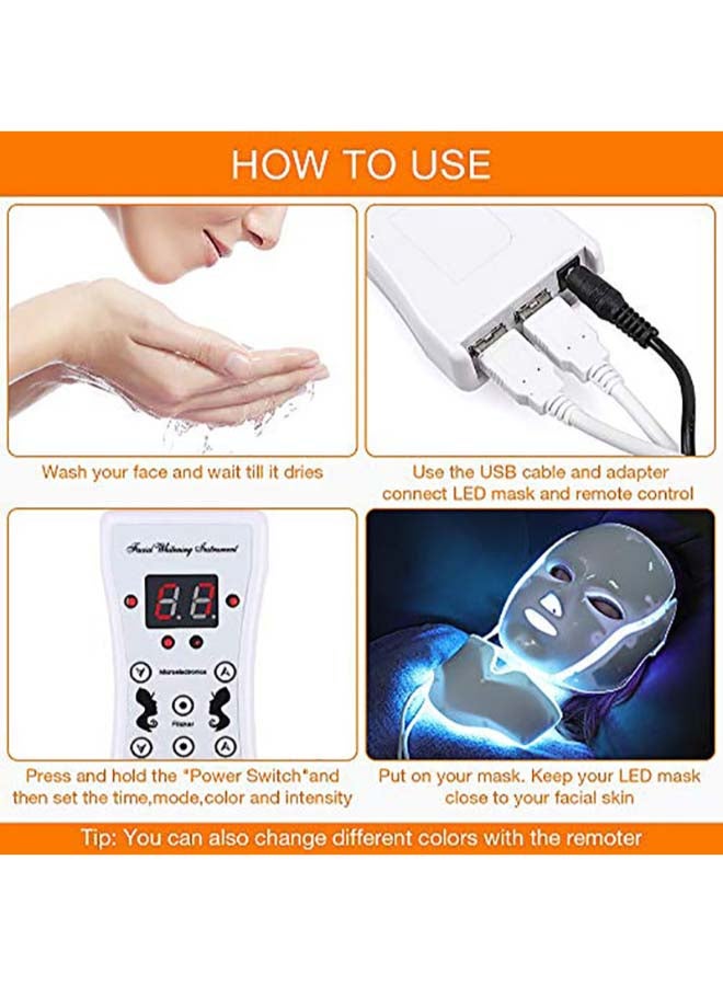 جهاز أنجلنوفو بتصميم قناع مزود بإضاءة LED مكونة من 7 ألوان للعناية بالوجه والرقبة ذهبي 24*24*17سم  - Image 4