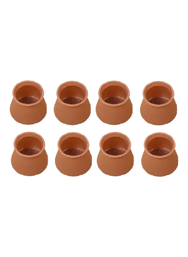 8-Piece Non-Slip Silicone Table & Chair Foot Cover Brown 2.8cm 