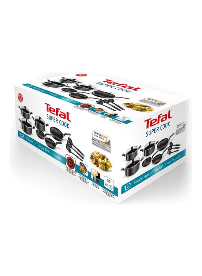 Tefal - 12-Piece Super Cook Cookware Set Black - Image 1