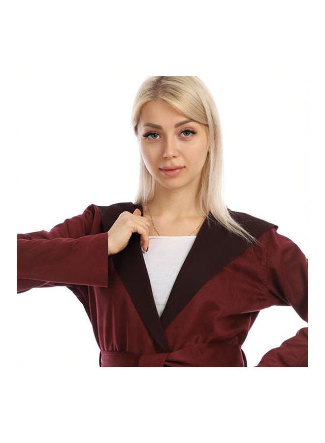 Caesar Casual Long Chamois  Sweat Shirt With Hood Burgundy  - Image 4