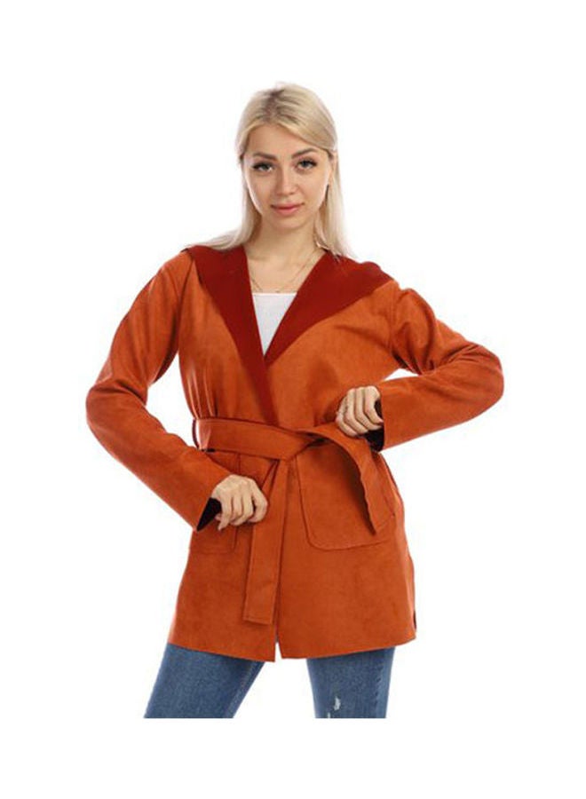 Caesar Casual Long Chamois  Sweat Shirt With Hood Camel  - Image 1