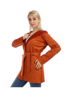 Caesar Casual Long Chamois  Sweat Shirt With Hood Camel  - Image 3
