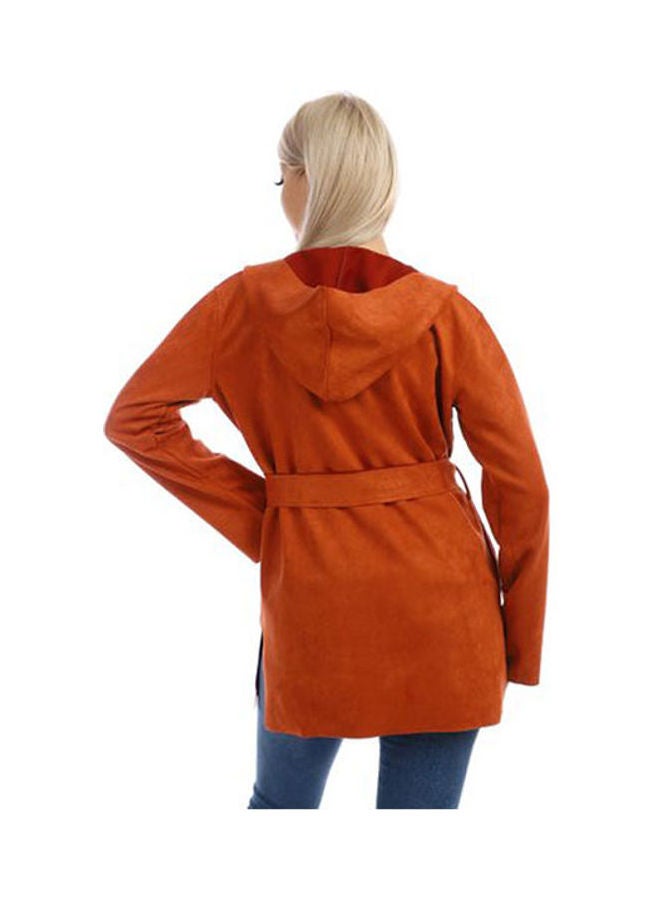 Caesar Casual Long Chamois  Sweat Shirt With Hood Camel  - Image 4