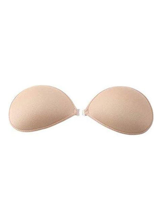 Women Self-Adhesive Push Up Silicone Bust Front Closure Strapless Invisible Bra Beige - Image 1