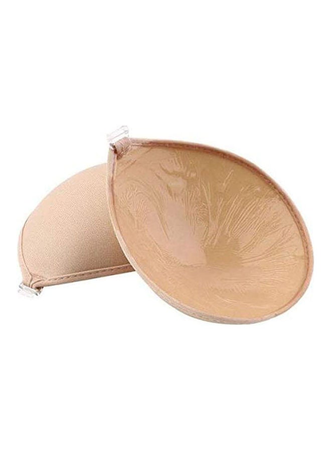 Women Self-Adhesive Push Up Silicone Bust Front Closure Strapless Invisible Bra Beige - Image 2