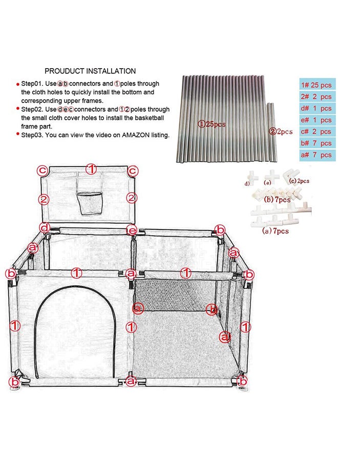 Cool Baby Foldable Crawling Room Fitted Safety Protection Activity Center Playpen Tent 126x126x66cm - Image 3