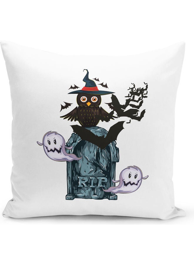 LIT - Decorative Throw Owl in Grave Yard Print Pillow White 16 x 16inch - Image 1