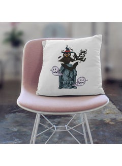 LIT Decorative Throw Owl in Grave Yard Print Pillow White 16 x 16inch  - Image 3