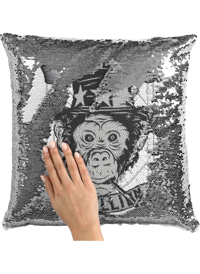 ليت وسادة زينة مطرزة بالترتر مطبوع عليها عبارة "Street Rebel" أبيض 16 x 16بوصة - Image 2