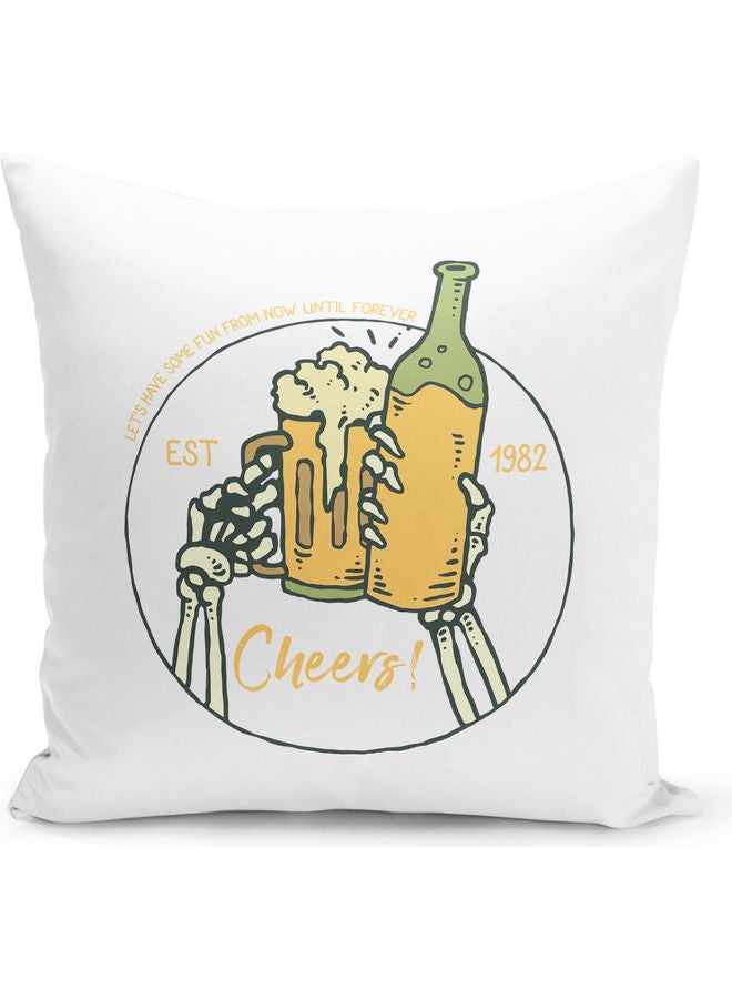 ليت وسادة زينة بتصميم على شكل تشجيع أبيض 16 x 16بوصة - Image 1