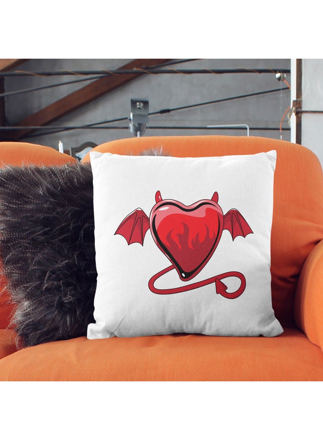 ليت وسادة زينة بطبعة قلب أبيض 16 x 16بوصة - Image 2