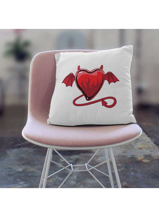 ليت وسادة زينة بطبعة قلب أبيض 16 x 16بوصة - Image 3