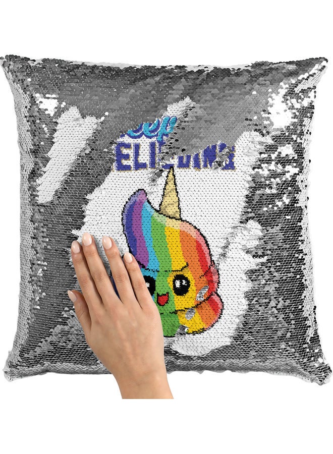 ليت وسادة زينة مطرزة بالترتر بتصميم رمز تعبيري يعبر عن الإيمان أبيض 16 x 16بوصة - Image 2