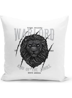 LIT Decorative Throw Warlord Design Pillow White 16 x 16inch  - Image 1