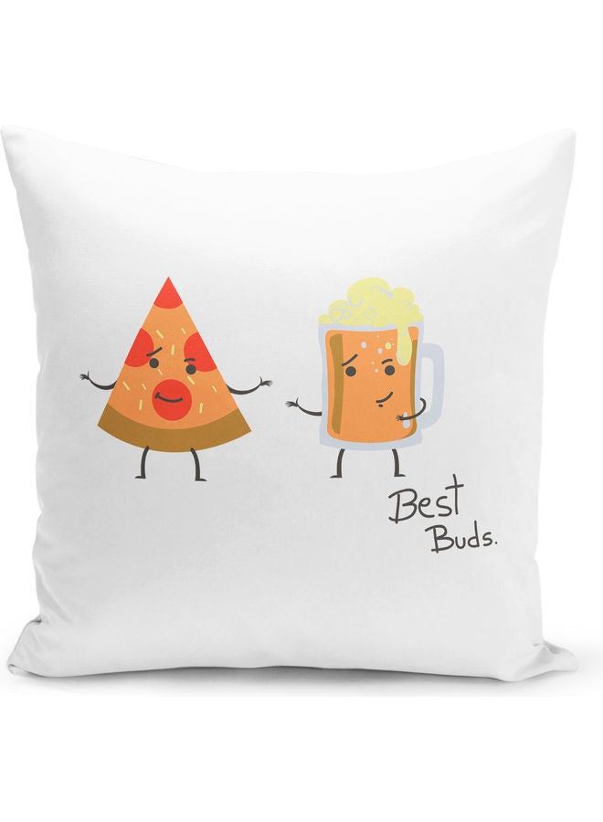 ليت وسادة زينة بطبعة عبارة "Best Budies" أبيض 16 x 16بوصة - Image 1