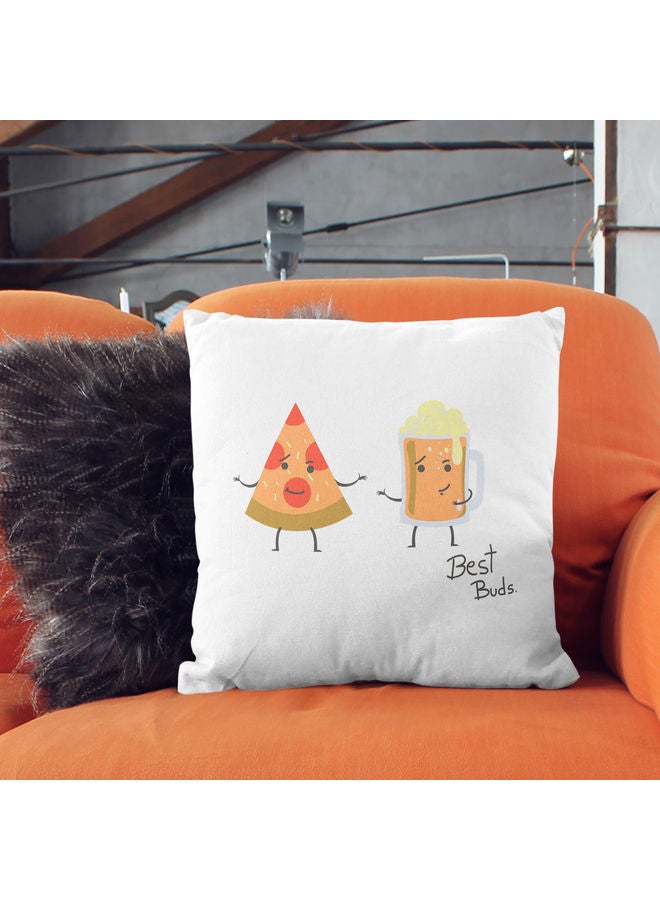 ليت وسادة زينة بطبعة عبارة "Best Budies" أبيض 16 x 16بوصة - Image 2