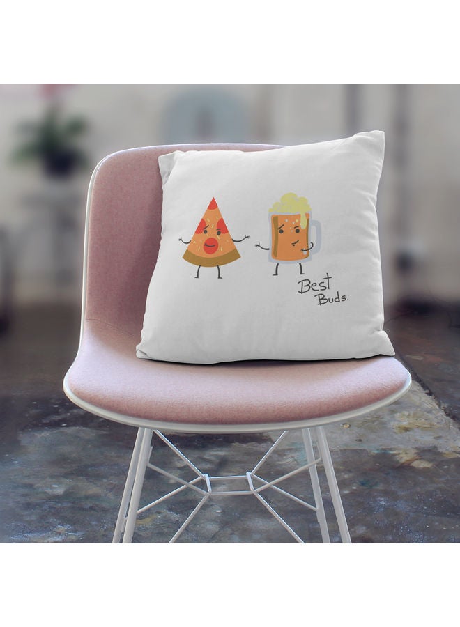 ليت وسادة زينة بطبعة عبارة "Best Budies" أبيض 16 x 16بوصة - Image 3