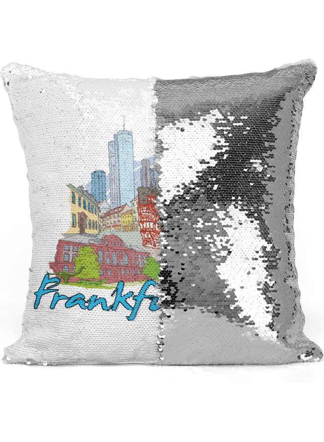 ليت وسادة زينة فرانكفورت مزينة بالترتر أبيض 16 x 16بوصة - Image 3