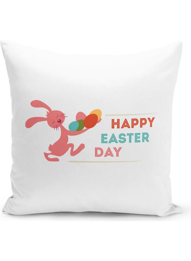 ليت وسادة زينة بتصميم أرنب مرح أبيض 16 x 16بوصة - Image 1