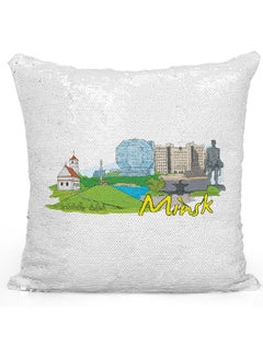 LIT Decorative Throw Minsk Sequin Pillow White 16 x 16inch  - Image 1