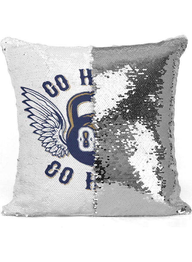 ليت وسادة زينة مزينة بالترتر مطبوع عليها عبارة "Go Heavy Go Home" أبيض 16 x 16بوصة - Image 3